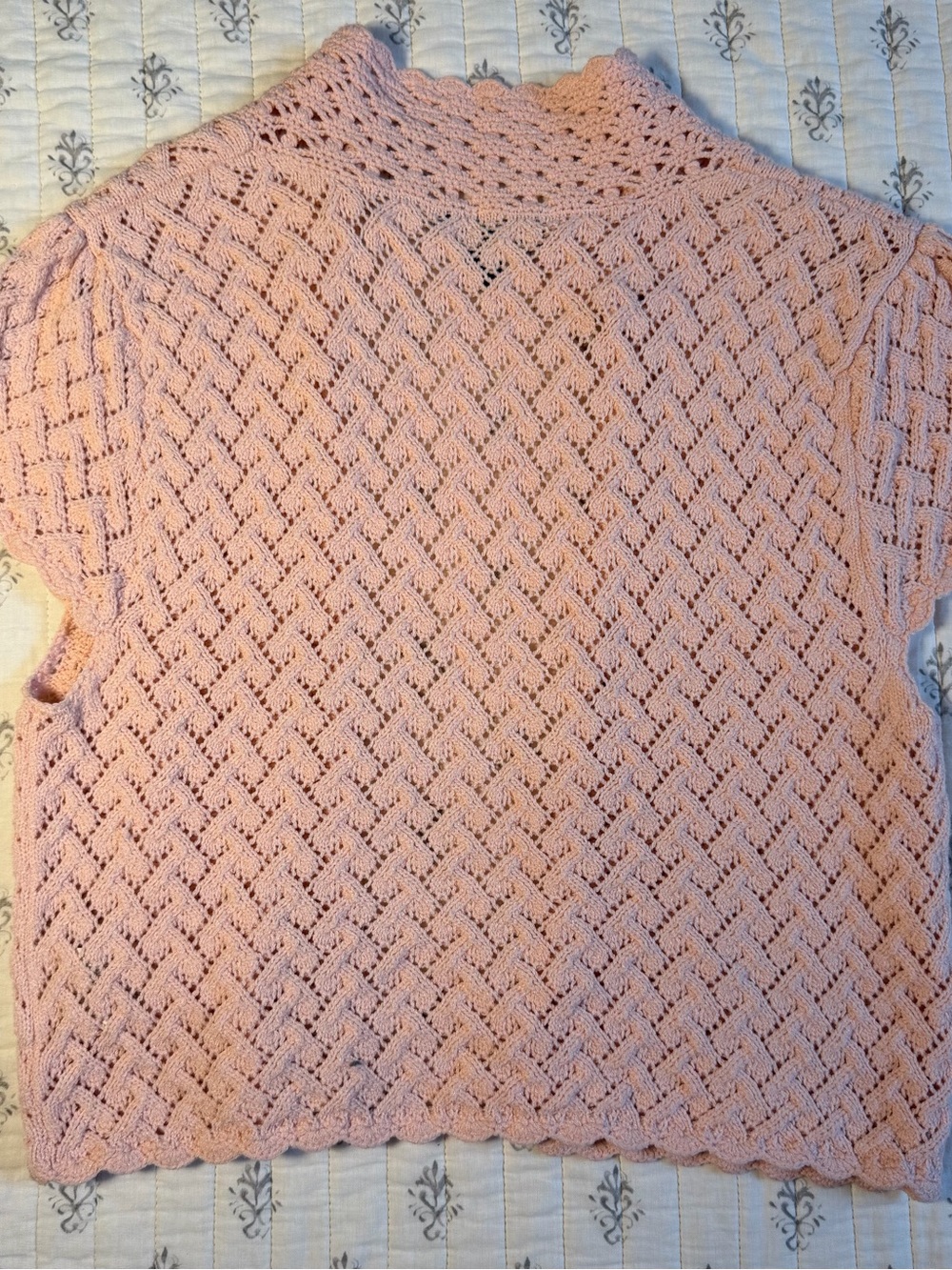 Bebe Pink Lemonade Crochet Knit Open Front Cardigan Size S - Picture 4 of 5